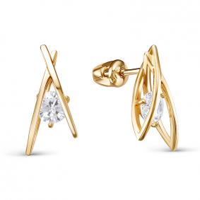 Серьги из лимонного золота КЮЗ Del'ta Dл0505486 с фианитом Dл0505486 фото