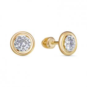 Золотые серьги КЮЗ Del'ta Dл050575 с фианитом Dл050575 фото