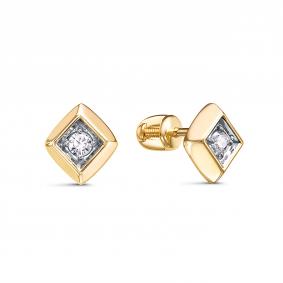 Золотые серьги КЮЗ Del'ta Dл0505780 с фианитом Dл0505780 фото