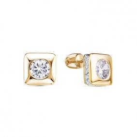 Серьги из лимонного золота КЮЗ Del'ta Dл0505863 с фианитом Dл0505863 фото