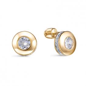 Серьги из лимонного золота КЮЗ Del'ta Dл0505881 с фианитом Dл0505881 фото