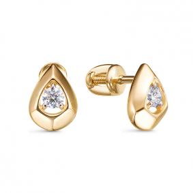 Серьги из лимонного золота КЮЗ Del'ta Dл0505908 с фианитом Dл0505908 фото