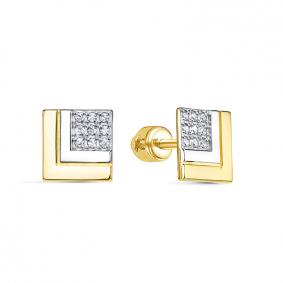 Серьги из лимонного золота КЮЗ Del'ta Dл0506024 с фианитом Dл0506024 фото