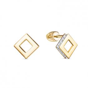 Серьги из лимонного золота КЮЗ Del'ta Dл0506443 с фианитом Dл0506443 фото
