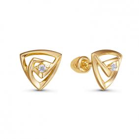 Серьги из лимонного золота КЮЗ Del'ta Dл0506487 с фианитом Dл0506487 фото