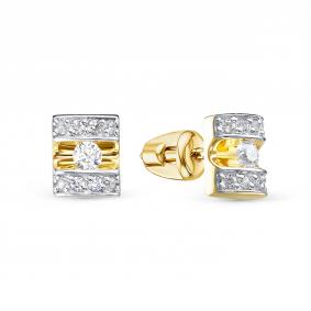 Серьги из лимонного золота КЮЗ Del'ta Dл0506966 с фианитом Dл0506966 фото