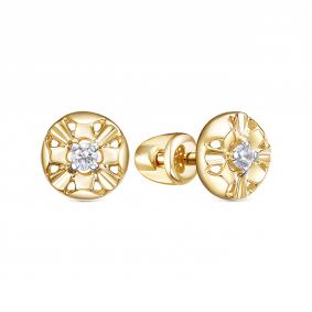 Серьги из лимонного золота КЮЗ Del'ta Dл0507143 с фианитом Dл0507143 фото