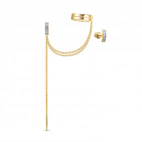 Золотые серьги КЮЗ Del'ta Dл0507499 с фианитом Dл0507499 фото