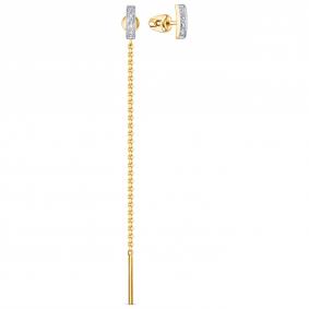 Серьги из лимонного золота КЮЗ Del'ta Dл0507500 с фианитом Dл0507500 фото