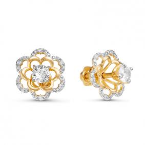 Серьги из лимонного золота КЮЗ Del'ta Dл054776 с фианитом Dл054776 фото