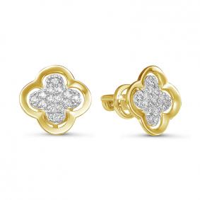 Серьги из лимонного золота КЮЗ Del'ta Dл054797 с фианитом Dл054797 фото