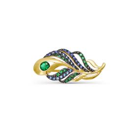 Брошь из лимонного золота КЮЗ Del'ta Dл063988 с кварцем и ювелирным кристаллом Dл063988 фото