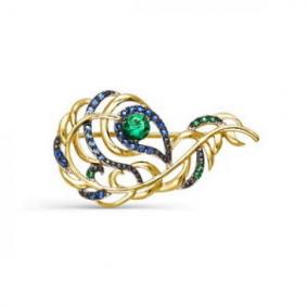 Брошь из лимонного золота КЮЗ Del'ta Dл064009 с фианитом Dл064009 фото