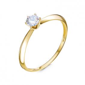 Кольцо из лимонного золота КЮЗ Del'ta Dл1101509 с фианитом Dл1101509 фото