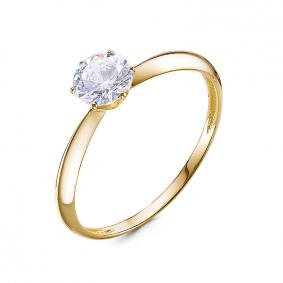 Кольцо из лимонного золота КЮЗ Del'ta Dл1101511 с фианитом Dл1101511 фото