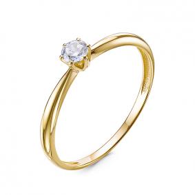 Кольцо из лимонного золота КЮЗ Del'ta Dл1101514 с фианитом Dл1101514 фото