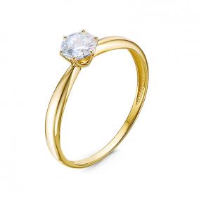 Кольцо из лимонного золота КЮЗ Del'ta Dл1101517 с фианитом Dл1101517 фото