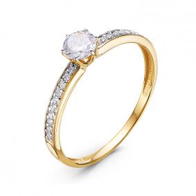 Кольцо из лимонного золота КЮЗ Del'ta Dл1101521 с фианитом Dл1101521 фото