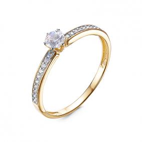 Кольцо из лимонного золота КЮЗ Del'ta Dл1101522 с фианитом Dл1101522 фото