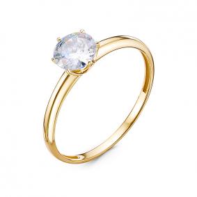Кольцо из лимонного золота КЮЗ Del'ta Dл1101537 с фианитом Dл1101537 фото