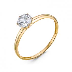 Кольцо из лимонного золота КЮЗ Del'ta Dл1101538 с фианитом Dл1101538 фото