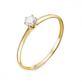 Кольцо из лимонного золота КЮЗ Del'ta Dл1101541 с фианитом Dл1101541 фото