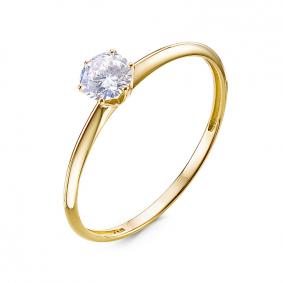 Кольцо из лимонного золота КЮЗ Del'ta Dл1101542 с фианитом Dл1101542 фото