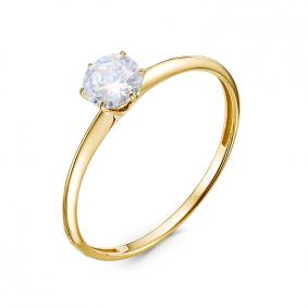 Кольцо из лимонного золота КЮЗ Del'ta Dл1101543 с фианитом Dл1101543 фото