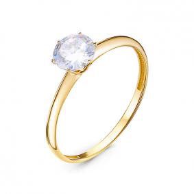 Кольцо из лимонного золота КЮЗ Del'ta Dл1101545 с фианитом Dл1101545 фото