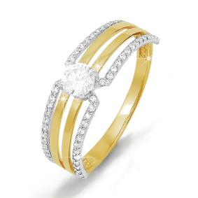 Золотое кольцо КЮЗ Del'ta Dл111392 с фианитом Dл111392 фото