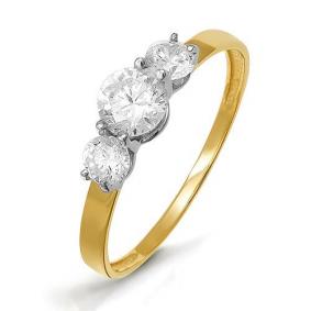 Кольцо из лимонного золота КЮЗ Del'ta Dл112940 с фианитом Dл112940 фото