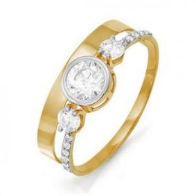 Кольцо из лимонного золота КЮЗ Del'ta Dл112951 с фианитом Dл112951 фото