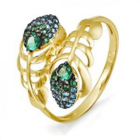 Кольцо из лимонного золота КЮЗ Del'ta Dл114022 с фианитом Dл114022 фото