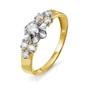 Золотое кольцо КЮЗ Del'ta Dл114430 с фианитом Dл114430 фото