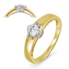 Кольцо из лимонного золота КЮЗ Del'ta Dл114449 с фианитом Dл114449 фото