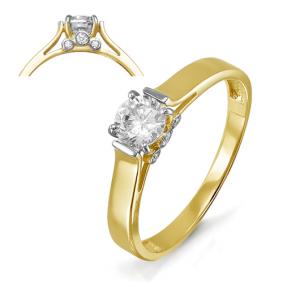 Золотое кольцо КЮЗ Del'ta Dл114453 с фианитом Dл114453 фото