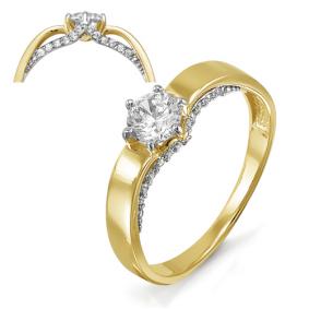 Кольцо из лимонного золота КЮЗ Del'ta Dл114455 с фианитом Dл114455 фото