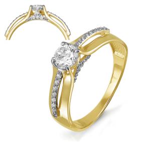 Кольцо из лимонного золота КЮЗ Del'ta Dл114456 с фианитом Dл114456 фото