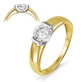 Золотое кольцо КЮЗ Del'ta Dл114460 с фианитом Dл114460 фото