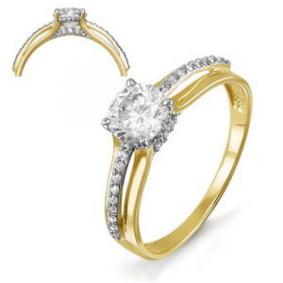 Кольцо из лимонного золота КЮЗ Del'ta Dл114462 с фианитом Dл114462 фото