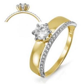 Кольцо из лимонного золота КЮЗ Del'ta Dл114464 с фианитом Dл114464 фото