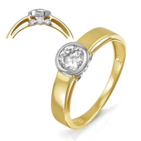 Кольцо из лимонного золота КЮЗ Del'ta Dл114465 с фианитом Dл114465 фото