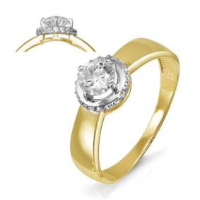 Золотое кольцо КЮЗ Del'ta Dл114466 с фианитом Dл114466 фото