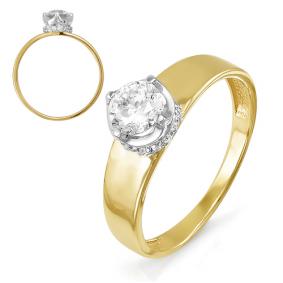 Кольцо из лимонного золота КЮЗ Del'ta Dл114467 с фианитом Dл114467 фото