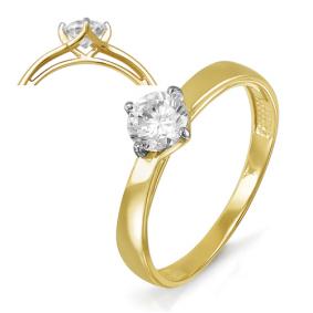 Кольцо из лимонного золота КЮЗ Del'ta Dл114469 с фианитом Dл114469 фото