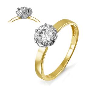 Кольцо из лимонного золота КЮЗ Del'ta Dл114470 с фианитом Dл114470 фото