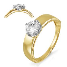Кольцо из лимонного золота КЮЗ Del'ta Dл114476 с фианитом Dл114476 фото