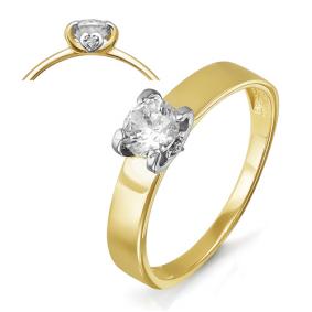 Золотое кольцо КЮЗ Del'ta Dл114477 с фианитом Dл114477 фото