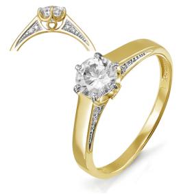 Кольцо из лимонного золота КЮЗ Del'ta Dл114479 с фианитом Dл114479 фото