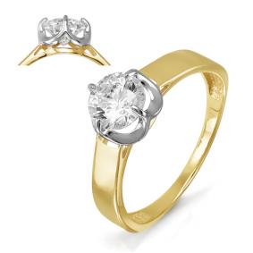 Золотое кольцо КЮЗ Del'ta Dл114482 с фианитом Dл114482 фото